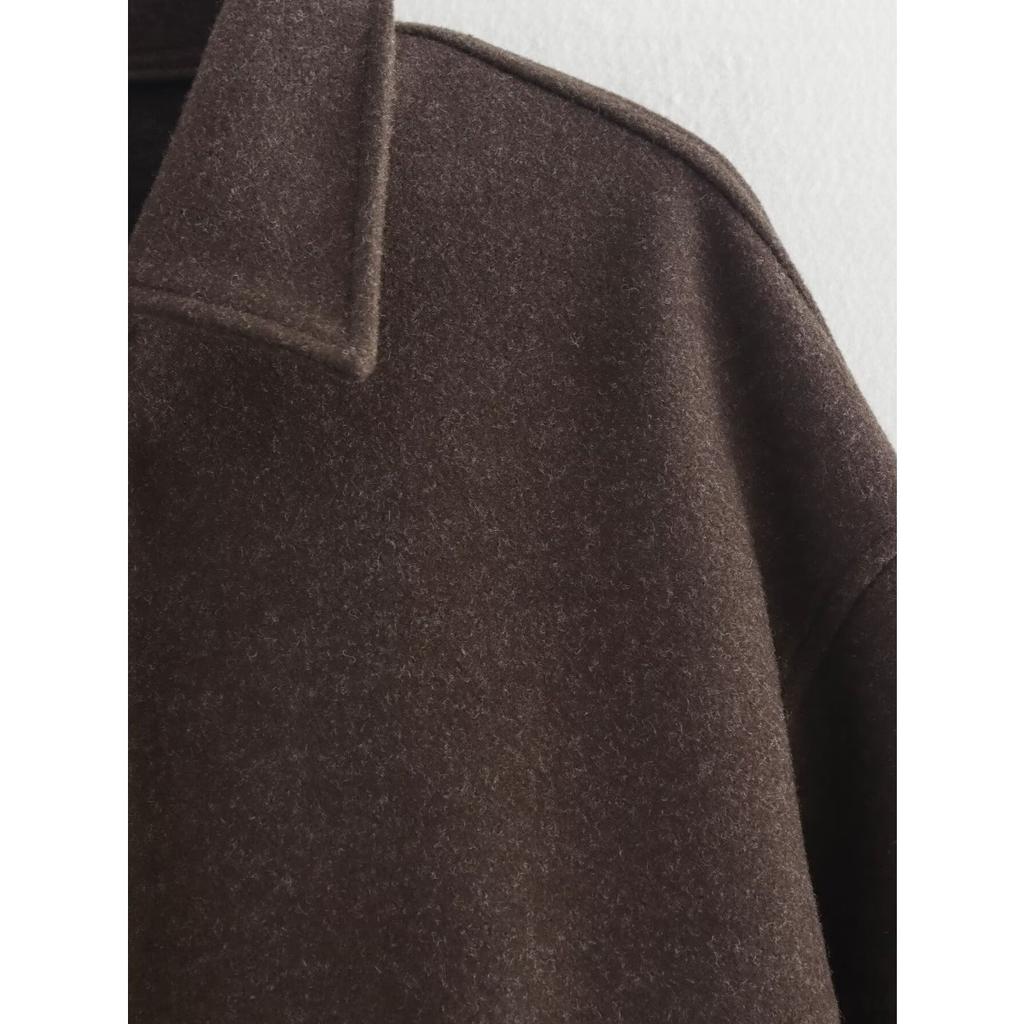 Herbst Mode Einfarbig Übergroß Reißverschluss Wollmantel Für Frauen