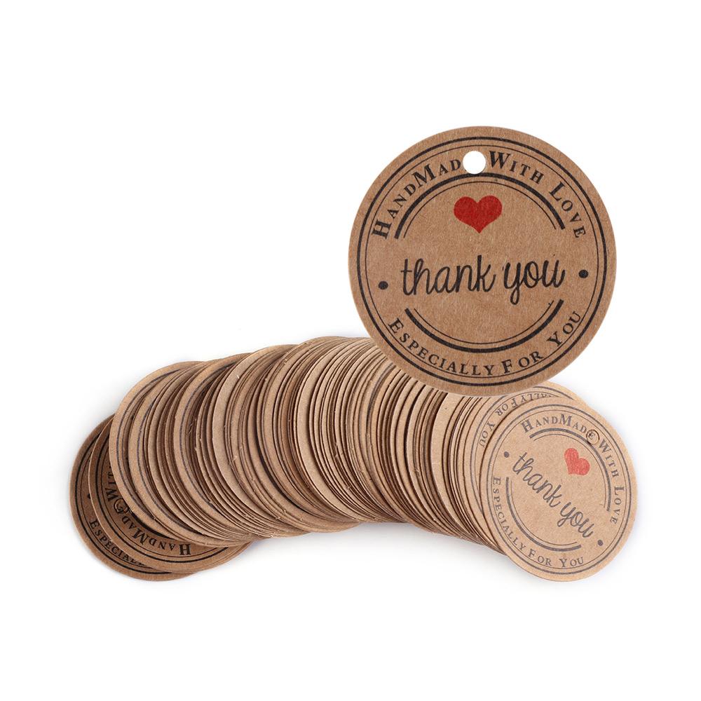 100PCS Party Package Kraft Paper Gift Tags Red Heart Tag Cards Price Label