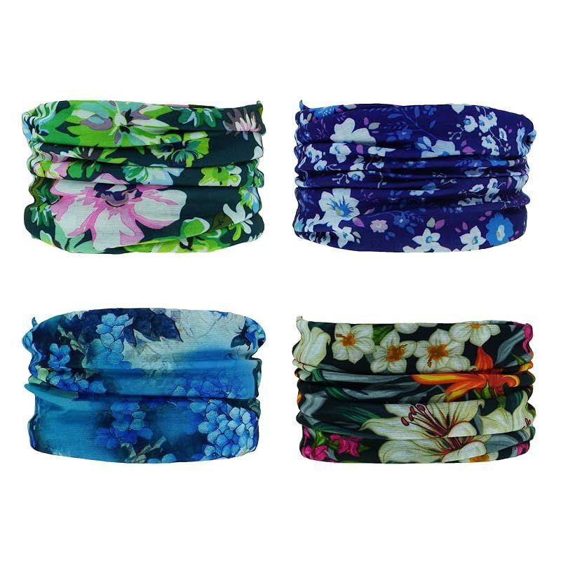 Used [NEW] [SMEHCF] Multi-purpose Bandana 4-Pack for Women and Men, Headband, Balaclava, Hair Head Scarf, Face Half, Airsoft Paintball Mask Neck