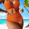 Slyngeknutet BH Badeshortsett Bikini Badedrakt med Brystinnlegg Stilig Sommerbikinisett med Knyttet BH for Strandklær