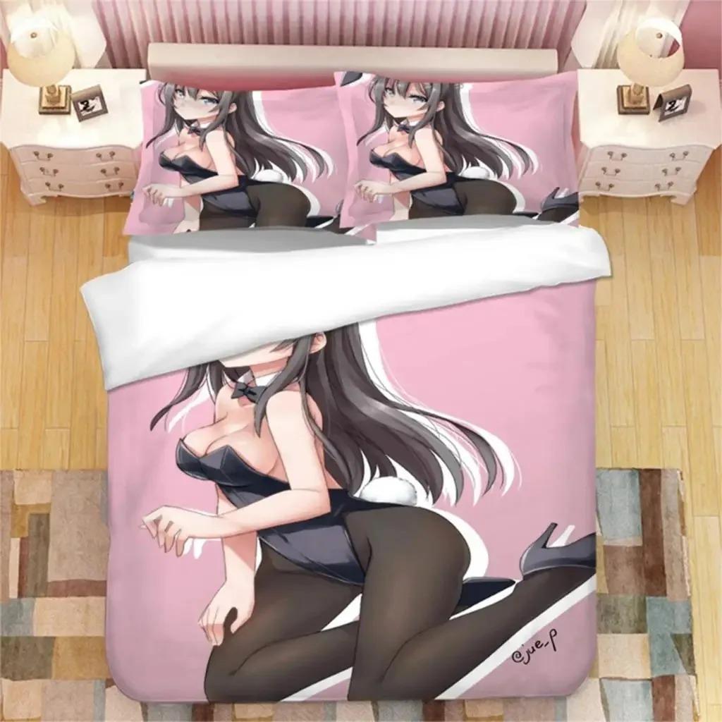 

Японский аниме Сакурадзима Май 3D печатный комплект постельного белья пододеяльники наволочки одеяло комплект постельного белья постельное белье 04 EU Single 135x200cm