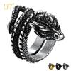 Anelli a Drago U7 in Acciaio Inossidabile per Uomo Donna Nero Retrò Colore Oro 14K Anelli Avvolti Drago Animale Vivace Gioielli Cool Regalo