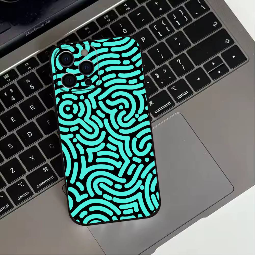 Abstract art line doodles Phone Case For iPhone 17,16,15,14,13,12,11 Plus,Pro Max,XS,Soft Silicone Black Cover