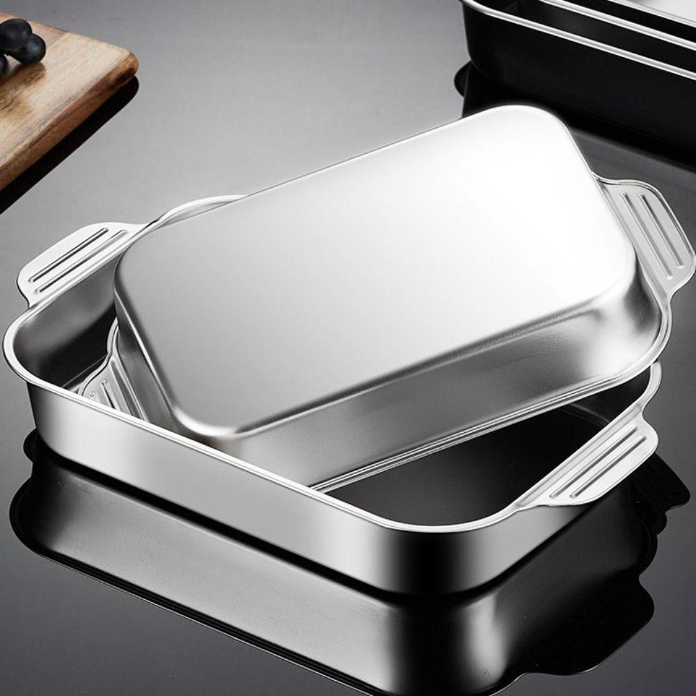 with Handle Grilled Fish Tray Stainless Steel Seafood Tray Bakeware Barbecue Plate Pastry