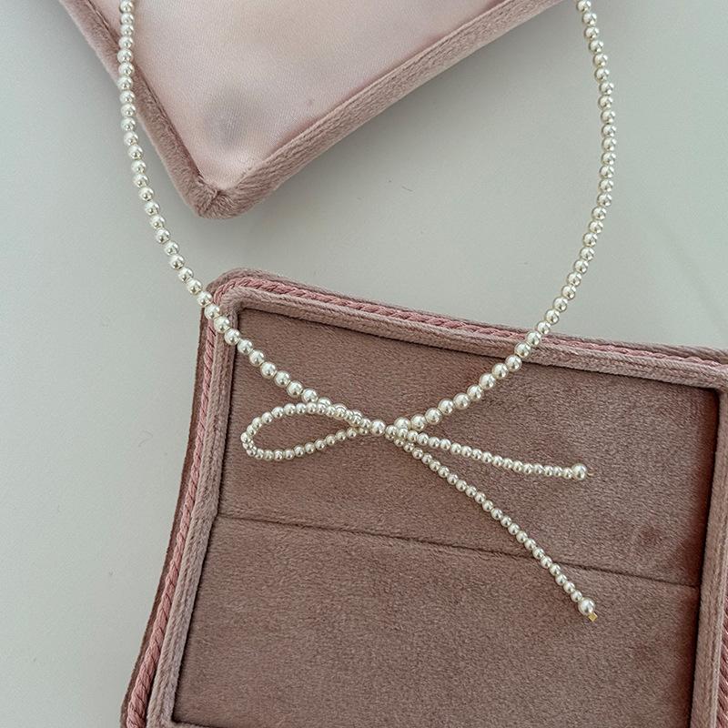 

Супер Фея Цирконий Бантик Бахрома Ожерелье Женский Нишевый Дизайн Чувство Французской Ретро Личности Универсальная Цепочка На Ключицу Цепочка