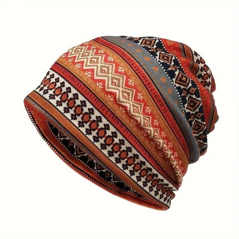Contrasting Colors Turban Hats Plaid Print Casual Hedging Cap Gifts Pullover Hat  Autumn and Winter