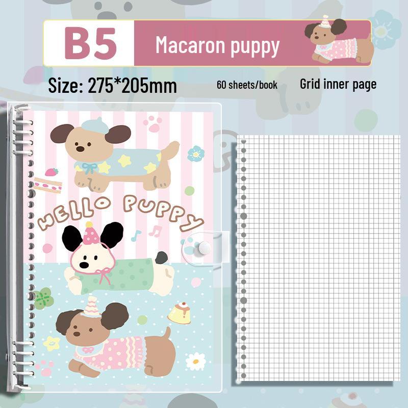 Small Animal Transparent PVC Loose-Leaf Notebook with Student-Friendly Soft B5 Cover and Iron Clip