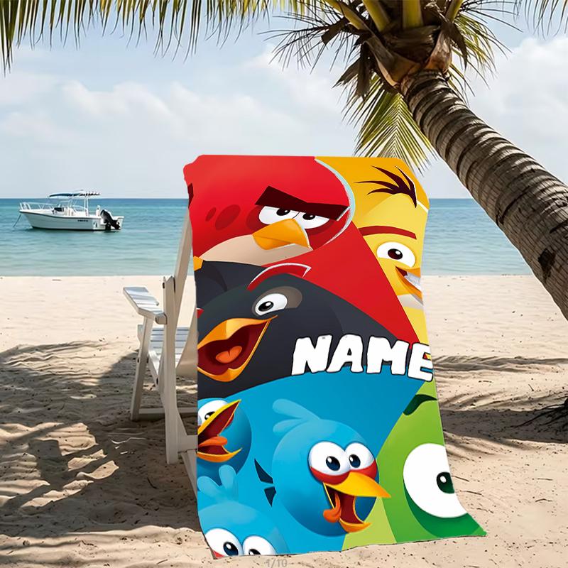 Customizable personalized beach towels Angry Birds game themed designs.Suitable for the beach, yoga, sports;ideal as beach accessories