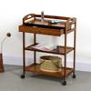 New Movable Bamboo Dining Trolley 3/4 Layer Tea Dining Cart Small Living Room Side Cabinet Beauty Salon Trolley Kitchen Shelf