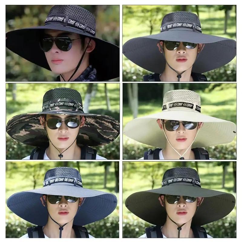 Summer Large Sun Hat for Men Women Breathable Fishing Cap UV Protection Mesh Fisherman Hat Hiking Outdoor Beach Cap