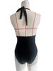 2025 Sexy Deep V European & American Print Tie-Up Halter Bikini Swimsuit