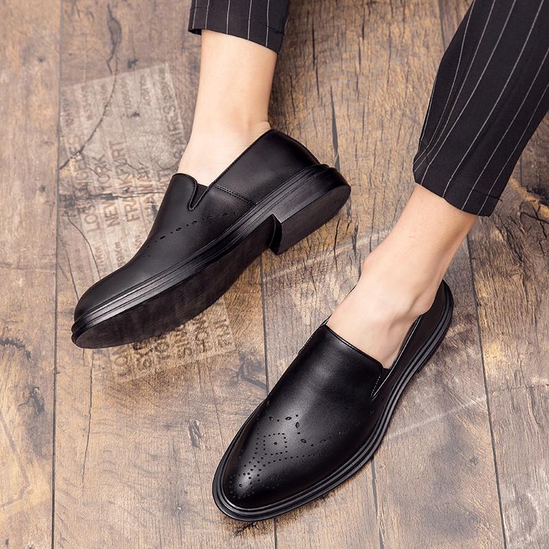 Slip On Business Men's Loafers Gentleman British Retro Style Groom's Wedding Adult Leather Shoes Dress Dress Hot Selling