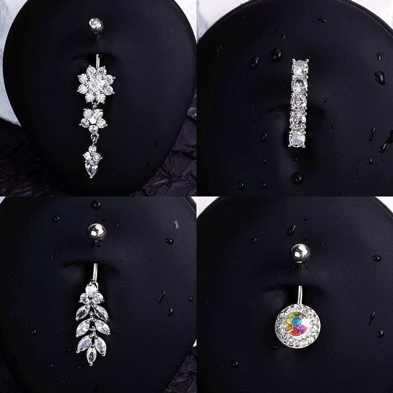 Sweet Heart Butterfly Navel Ring Zircon Belly Button Ring For Women Body Piercing Decoration Vacation Leisure Beach Jewelry Gift