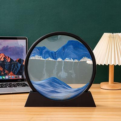 1 dynamische Sandkunst im Glasrahmen, 3D-Sanduhrdesign mit Ozeanwellen, kreative Heim- und Bürodekoration, einzigartiges Urlaubs- und Geburtstagsgeschenk