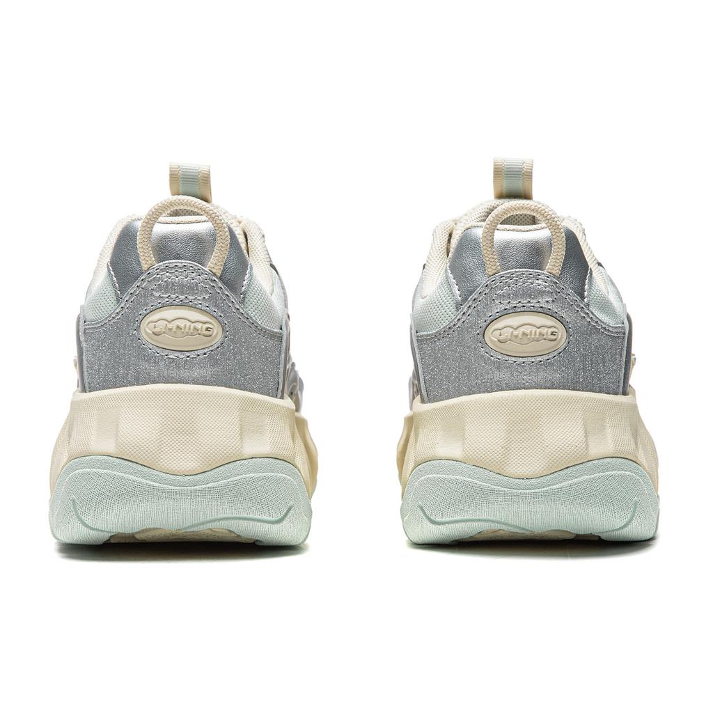 Li Ning Classic Versatile Retro Fashion Thick Sole Height Increasing Slimming Casual Shoes Women sneakers Silver Blue AGCW028-2