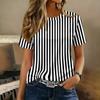 Women's Casual Crew Neck Short Sleeve Pullover T-Shirt Vertical Stripe Print Top Lightweight Soft Fabric Summer Wear