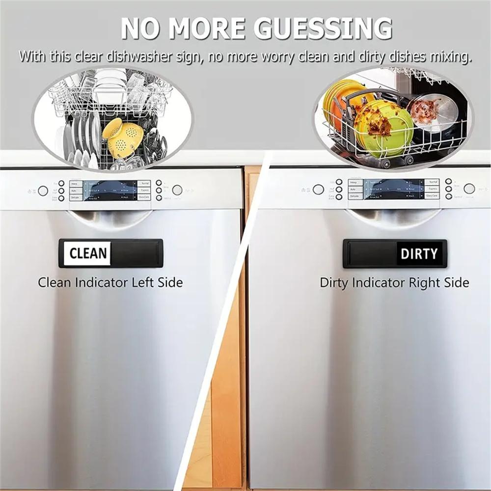 Dishwasher Magnet Clean Dirty Sign Shutter Anti-Scratch Push Options Adhesive-Friendly for Kitchen Organized and Cleaning Indica