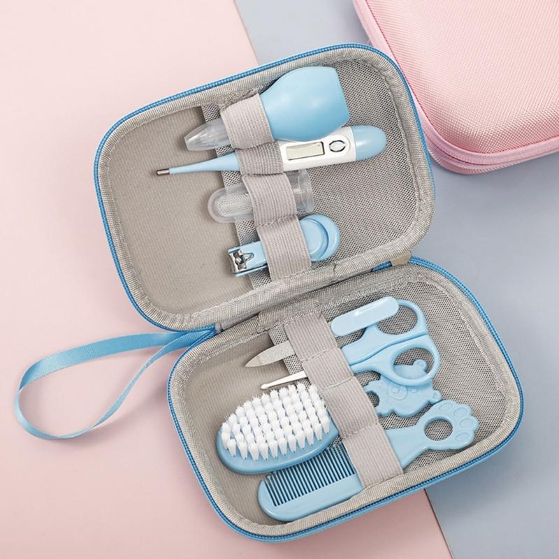 Baby Care Product 8-in-1 Grooming Kits Infant Healthcare Kit Newborn Haircomb Brush Finger Toothbrush Fever Thermometer