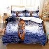 3D Animal Tiger Printed  Brown Bedding Set Single Twin Double Queen King Cal King Size Bed Linen Set