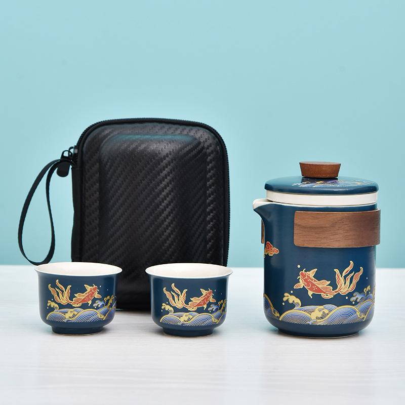 Creative Ceramic Kung Fu Travel Tea Set Portable Kuaike Cup Company Business Gift Box