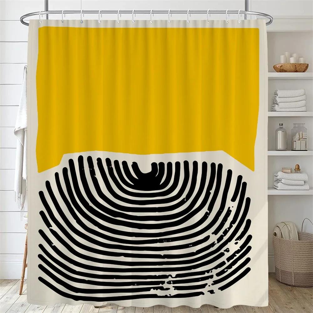 Bathroom Nordic Abstract Painting Shower Curtain Medieval Minimalist Art Polyester Fabric Shower Curtain 180 * 180CM with Hooks
