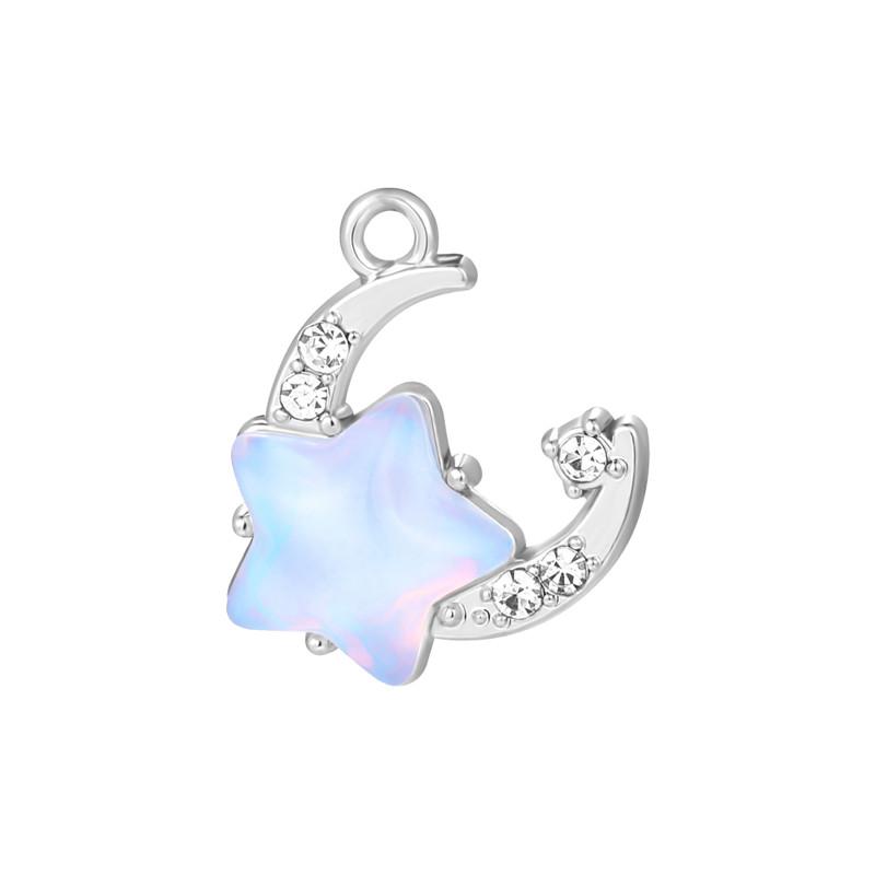Crystal Heart Moon Crown Butterfly Planet Pendant Beads Stainless Steel Charms Earrings Necklace Jewelry DIY Making Woman Gifts