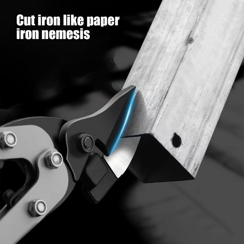 Heavy-Duty Tin Snips - Cr-V Steel Metal Cutter for Thin Steel Plates, Ergonomic Anti-Slip Grip, Light Gray/Black