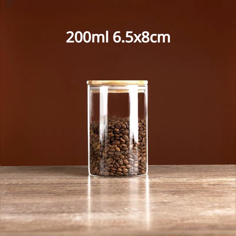 Round Sealed Jar Storage Tank Condiment Coffee Beans Tank 200ml~1300ml with Spoon Kitchen Supplies Sugar Storage Bottle Tea Box