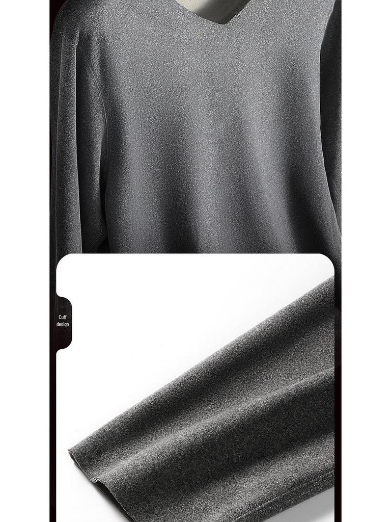 Męski jesienno-zimowy zestaw bielizny termicznej slim fit z podszewką z aksamitu