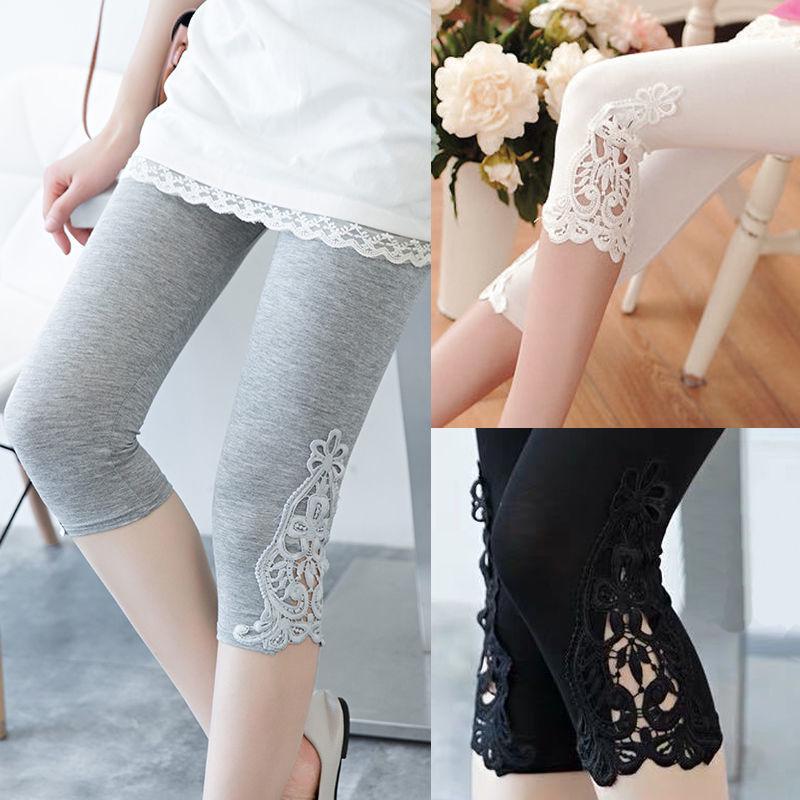 Lace Women's Leggings: Slimming, Elastic Three-Quarter Summer Tights