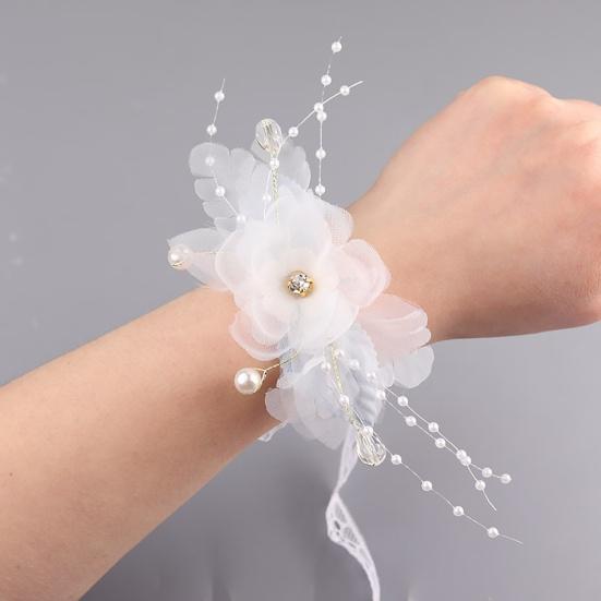 Wrist Corsage Elegant Comfortable Touch Anti-Wear Bride Bridesmaid Wrist Corsage Flower Bracelet for Wedding Engagement