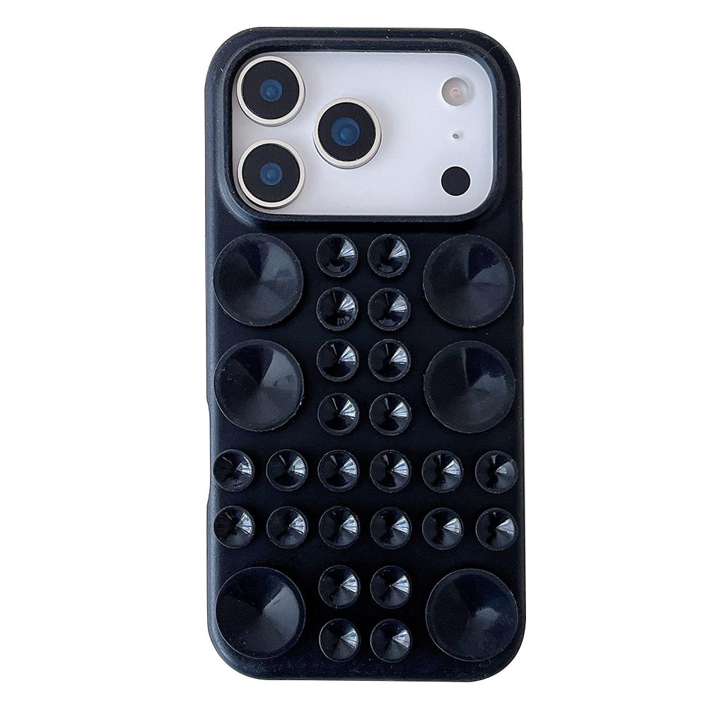 For iPhone 17 Pro Case Suction Cup Silicone Phone Cover with Fabric Lining