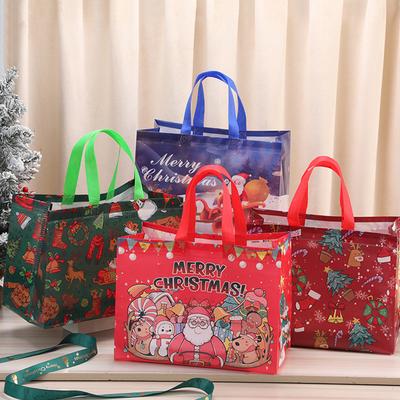 5PCS/Pack Red 8001-1 Christmas Gift Bags 33x25x17cm Non-woven HandBags Merry Christmas New Year 2025 Festival Party Supplies ZYF