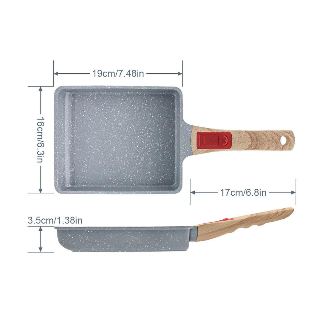 RANXINGST Egg Roll Pan, IHGas Compatible, Non-stick Ceramic, Detachable Handle, Blue