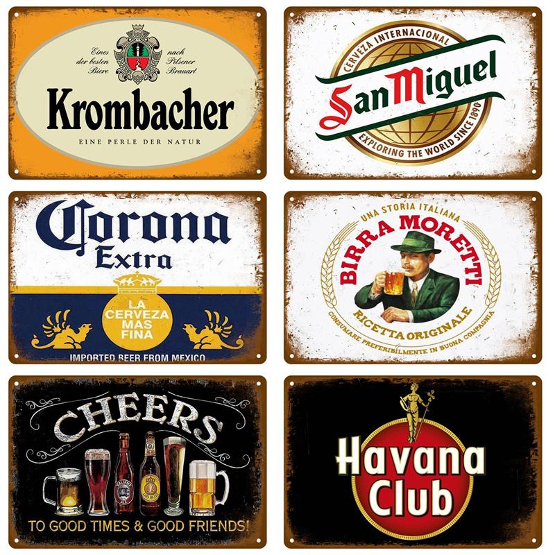 Drink Beer Vintage Tin Sign Wall Decor Art For Bar Pub Man Cave Decorative Wine Metal Sign Poster Whiskey Plaque Plates Mural