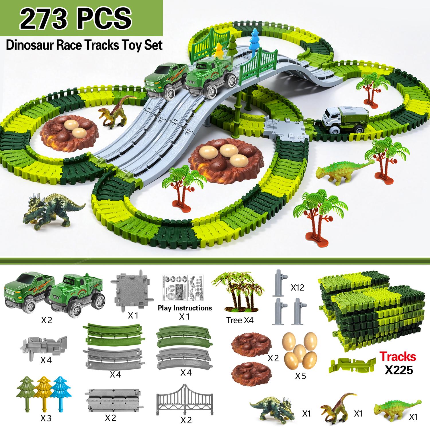 Dinosaurier Rennbahn Spielzeug Flexibel DIY Montage Bausteine Elektrische Schienenautos Dinosaurier Szene Spielset Geburtstagsgeschenk black