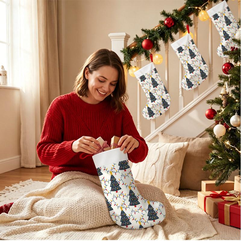Christmas decoration fireplace hanging stockingChristmas Stockings 1pc 45.72 cm, Christmas Tree Lighted Blue P
