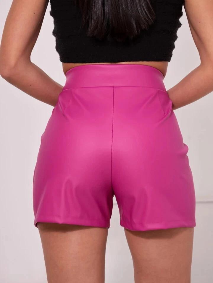 Cocktail Women Party Wear 100%Leather Stylish Genuine Pant Designer Shorts Pink