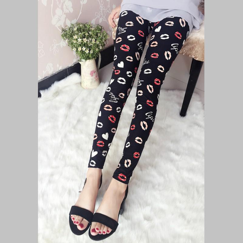 Women's Spring & Autumn Thin Milk Silk Elastic Paw Print Leggings - Cartoon Print Skinny Pants for Outerwear