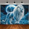 Luxury White Lion Backdrop Supplies White and Gold Regal Animal Background Birthday Photozone Party Decoration Photography Props