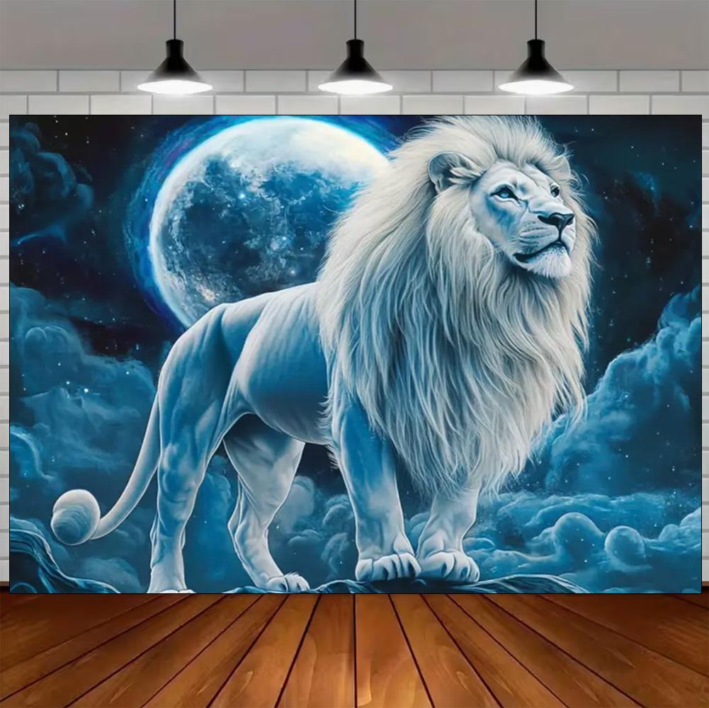 Luxury White Lion Backdrop Supplies White and Gold Regal Animal Background Birthday Photozone Party Decoration Photography Props