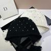 Xiaoxiangfeng Rhombus Rabbit Velvet Knitted Hat Angora Rabbit Hair Warm Soft Waxy Ear Protection Hat Rhinestone Fringed Baotou Hat Winter
