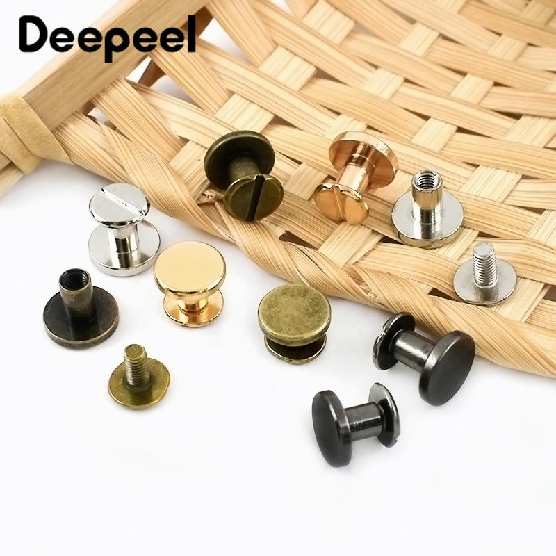 10/20/30Pcs 5-8mm Flat Head Screws Nail Metal Double Cap Side Round Rivet Leather Craft Wallet Fastener DIY Hardware Accessories
