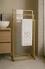 Supporto da bagno, tre bracci, oro, metallo, appendiabiti moderno, portaoggetti