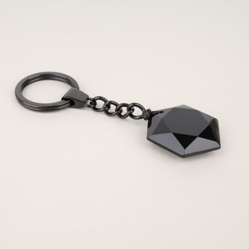 (Coai) Coai Obsidian Hexagram Amulet, Good Luck Charm, Power Stone Keychain Chain
