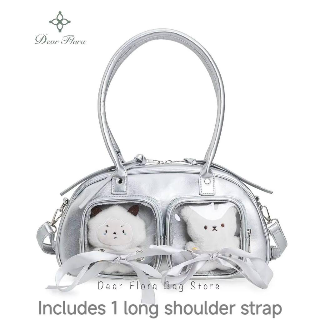 New Y2K Cute Ita Bag Large Capacity Fashion Shoulder Bag Lolita Girls Transparent Cosplay Underarm Bag DIY Badge Display Handbag