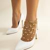 Temperament Multi-Layer Fringed Hip-Hop Anklet Women, Exaggerated Imitation Pearl Geometric Chain Shoe Chain