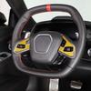 Yellow Carbon Fiber Steering Wheel Button Sticker For Corvette C8 20-25