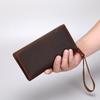 Men's Vintage Designer Long Clutch Wallet 100% Genuine Cowhide Leather Card Holder Classic Retro Genuine Leather Purse with Multi Card Slots
