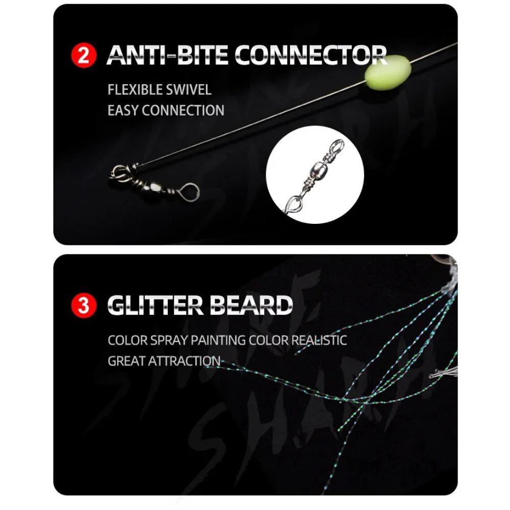 2PCS Built-in Hook Bait Shrimp Kit Luminous Shrimp Lure Soft Plastic Fishing Sabiki Silicon Shrimp Bait Fishing Bait